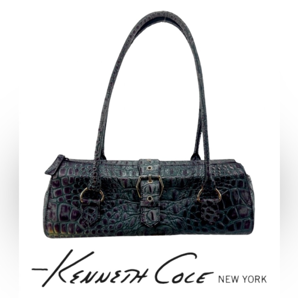 Kenneth Cole New York Metallic Purple/Silver Baguette Shoulder Bag